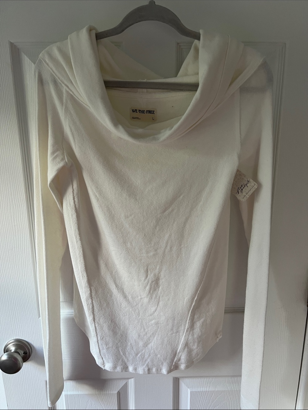 Free People Off-White Cowl Neck Lightweight Sweater